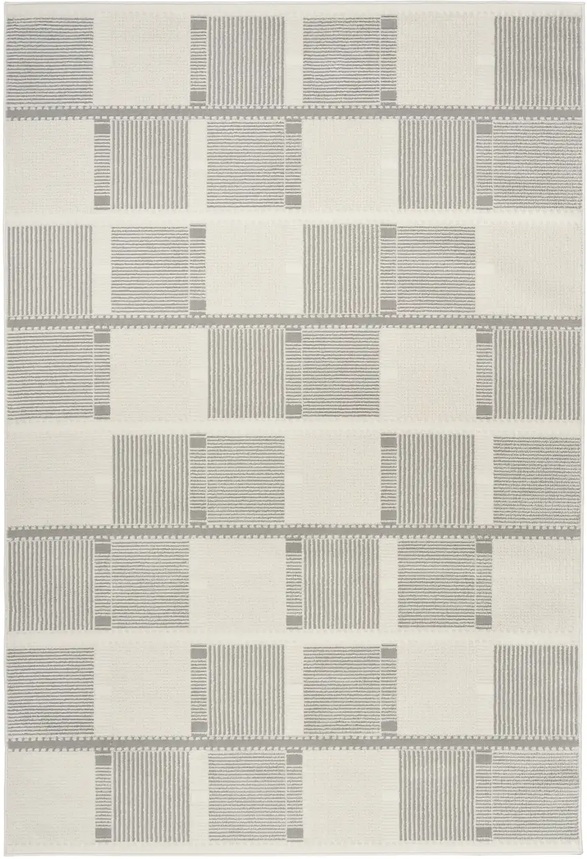 Ivory And Gray Geometric Area Rug Photo 2