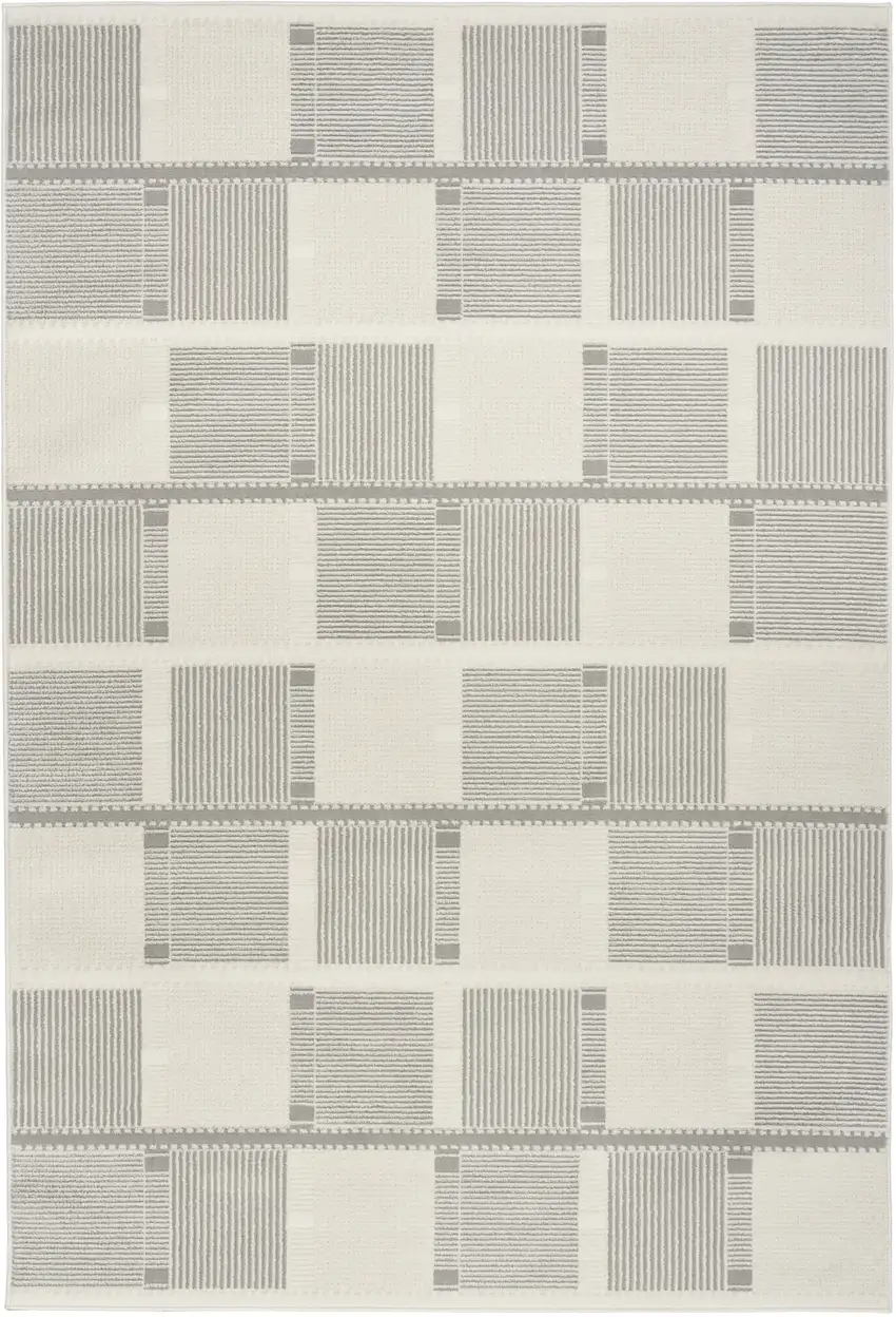 Ivory And Gray Geometric Area Rug Photo 7
