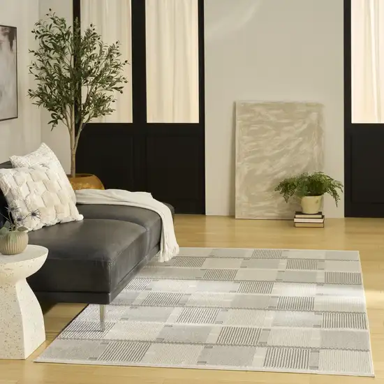 Ivory And Gray Geometric Area Rug Photo 6