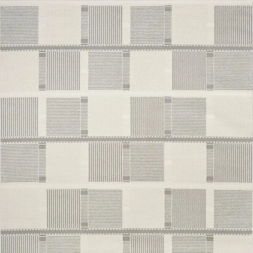 Ivory And Gray Geometric Area Rug Photo 3