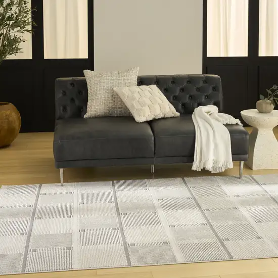 Ivory And Gray Geometric Area Rug Photo 5