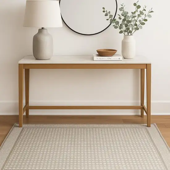 Ivory And Gray Geometric Area Rug Photo 1