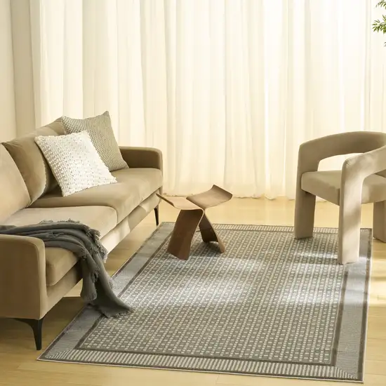 Ivory And Gray Geometric Area Rug Photo 5