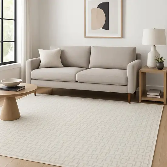 Ivory And Gray Geometric Area Rug Photo 1
