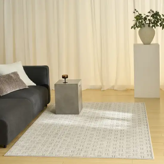 Ivory And Gray Geometric Area Rug Photo 7