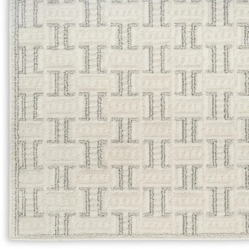 Ivory And Gray Geometric Area Rug Photo 4
