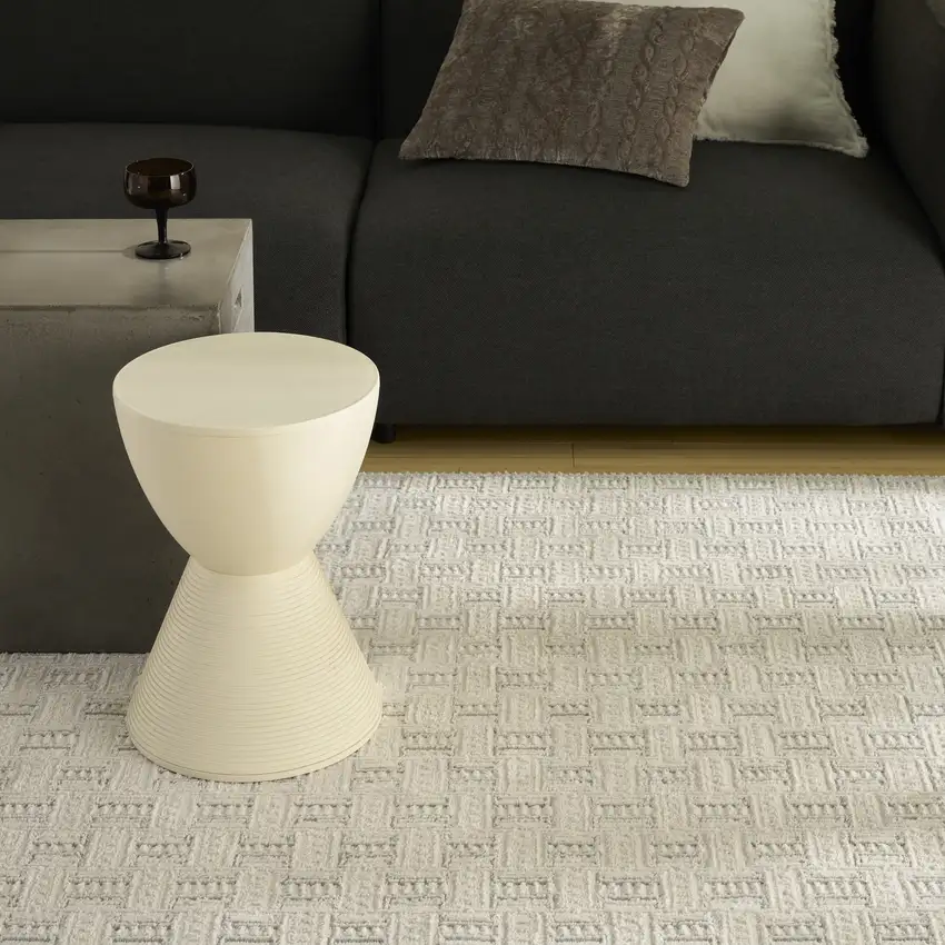 Ivory And Gray Geometric Area Rug Photo 6