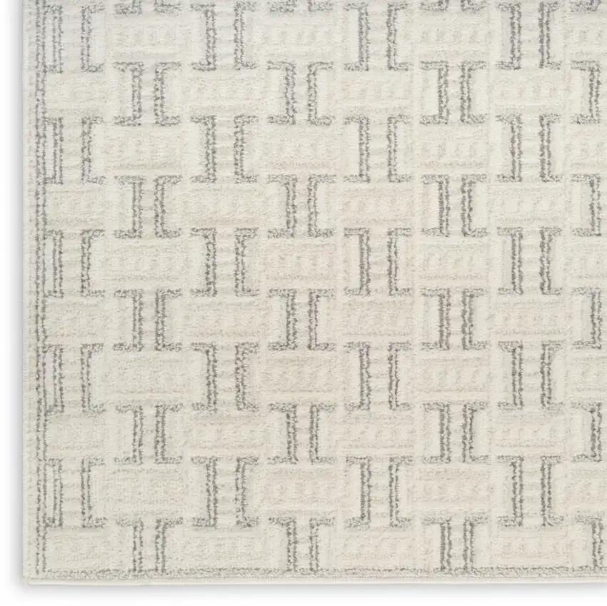 Ivory And Gray Geometric Area Rug Photo 3