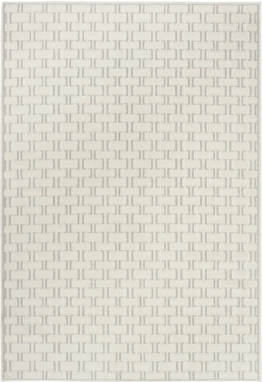 Ivory And Gray Geometric Area Rug Photo 8