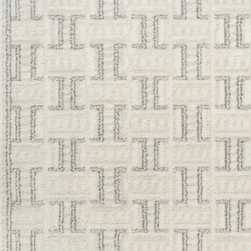 Ivory And Gray Geometric Area Rug Photo 2