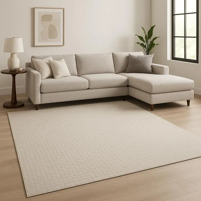 Ivory And Gray Geometric Area Rug Photo 1
