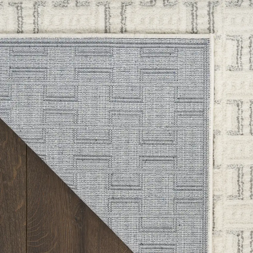 Ivory And Gray Geometric Area Rug Photo 9