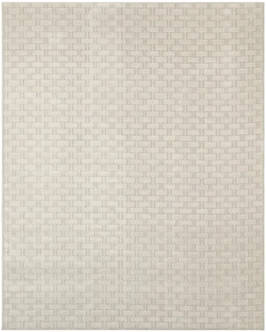 Ivory And Gray Geometric Area Rug Photo 9