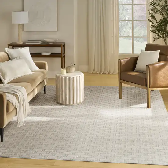 Ivory And Gray Geometric Area Rug Photo 7