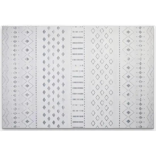Ivory And Gray Geometric Distressed Area Rug Photo 2