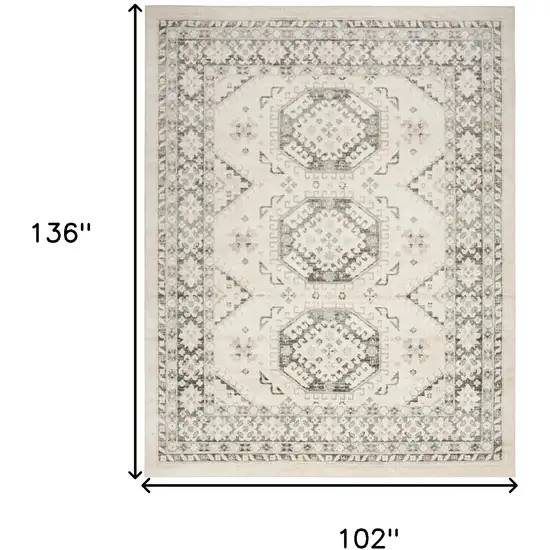 Ivory And Gray Geometric Distressed Area Rug Photo 3