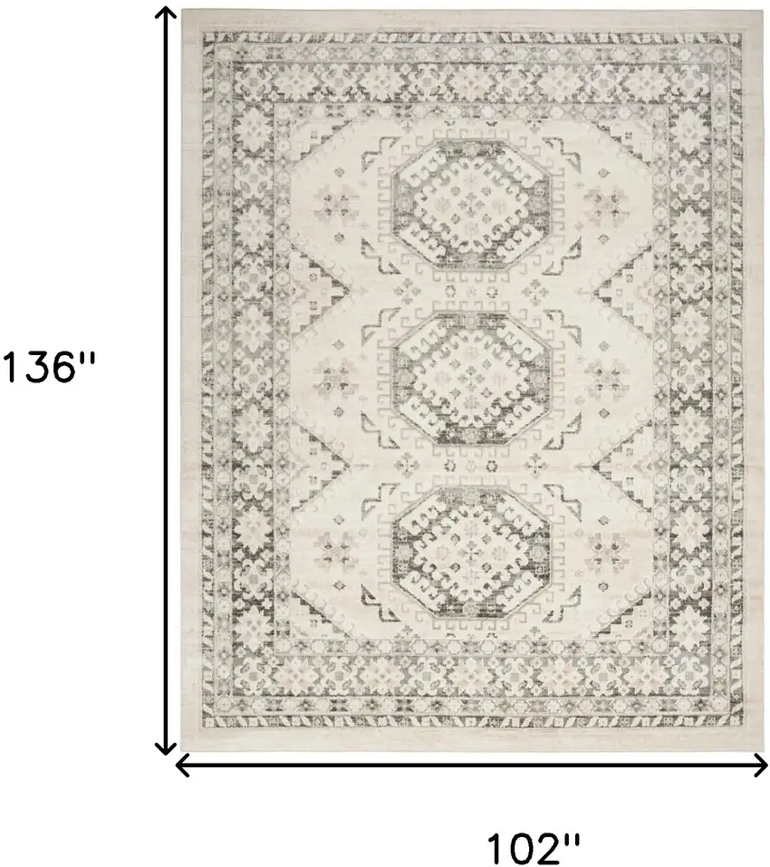 Ivory And Gray Geometric Distressed Area Rug Photo 3