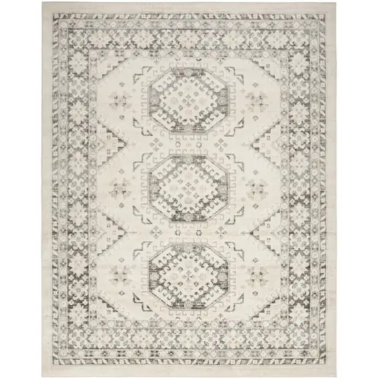 Ivory And Gray Geometric Distressed Area Rug Photo 9