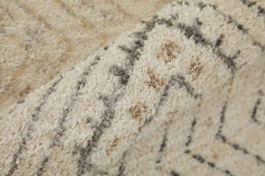 Ivory And Gray Geometric Power Loom Distressed Area Rug Photo 9