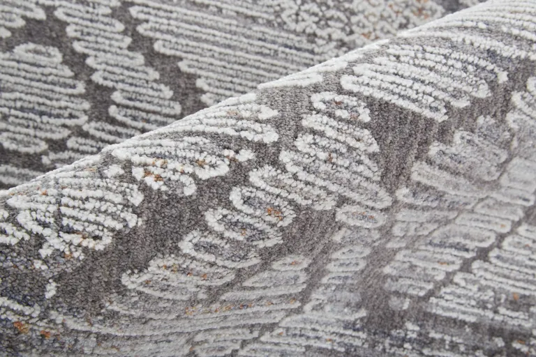 Ivory And Gray Geometric Power Loom Distressed Stain Resistant Area Rug Photo 2