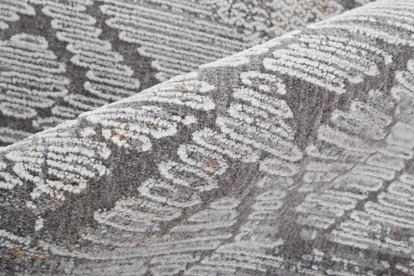 Ivory And Gray Geometric Power Loom Distressed Stain Resistant Area Rug Photo 7