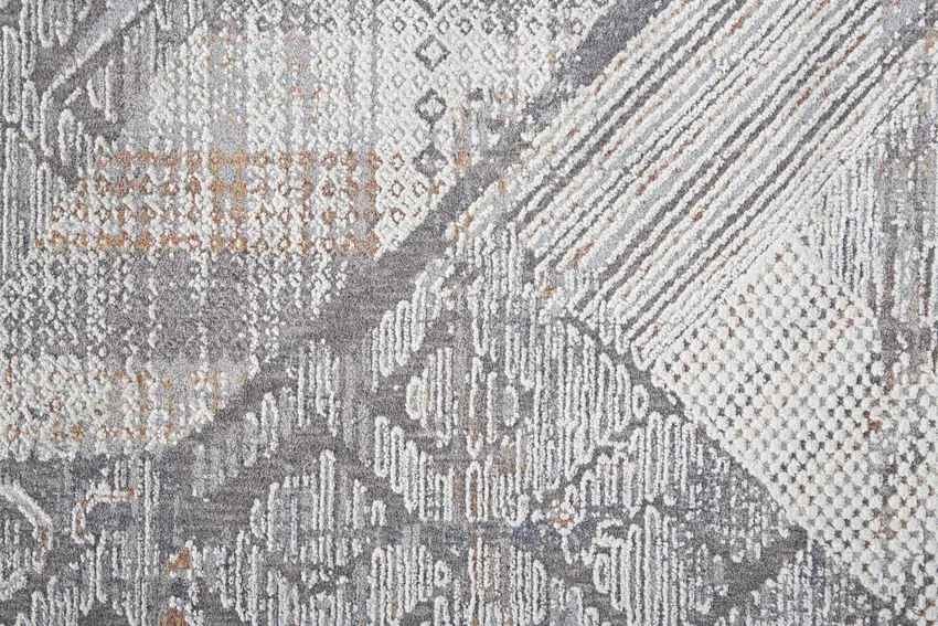Ivory And Gray Geometric Power Loom Distressed Stain Resistant Area Rug Photo 8
