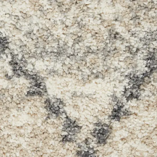 Ivory And Gray Geometric Shag Non Skid Area Rug With Fringe Photo 4