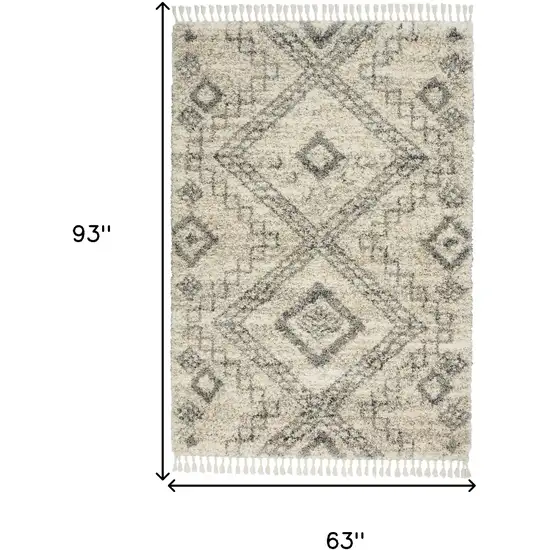 Ivory And Gray Geometric Shag Non Skid Area Rug Photo 3
