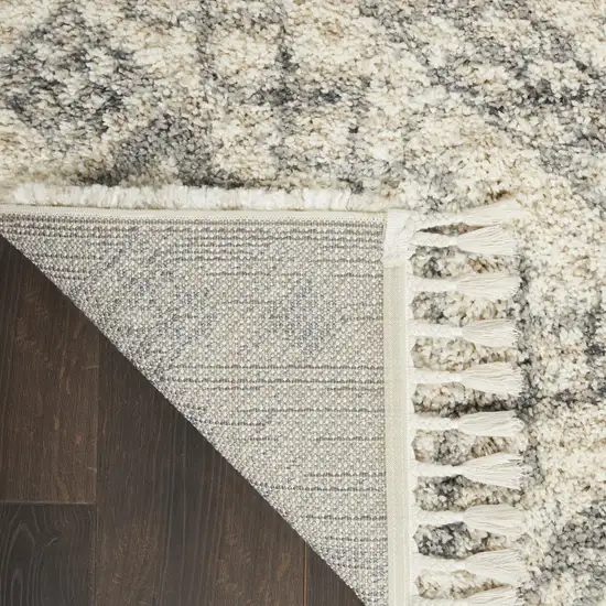 Ivory And Gray Geometric Shag Non Skid Area Rug Photo 8