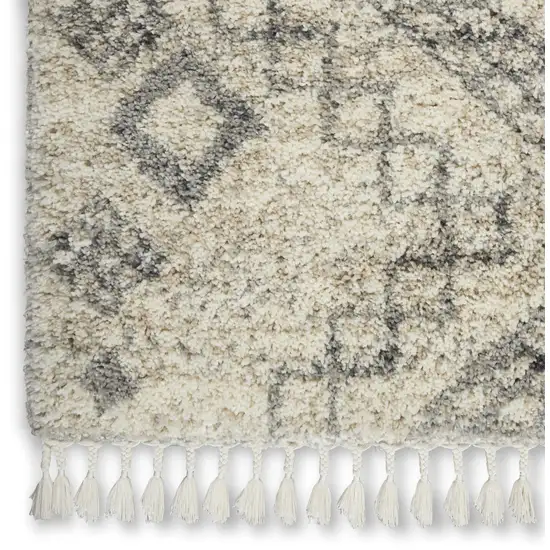 Ivory And Gray Geometric Shag Non Skid Area Rug Photo 8