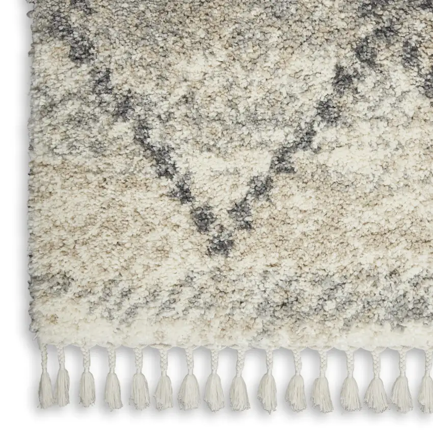 Ivory And Gray Geometric Shag Non Skid Area Rug Photo 9