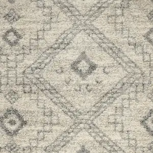 Photo of Ivory And Gray Geometric Shag Non Skid Area Rug