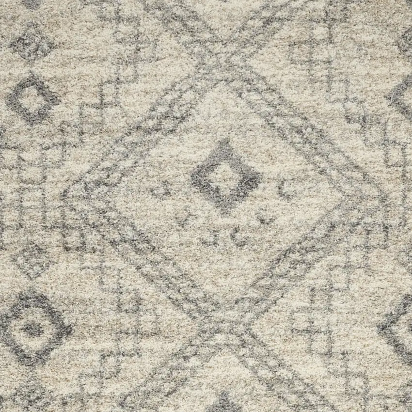 Ivory And Gray Geometric Shag Non Skid Area Rug Photo 7