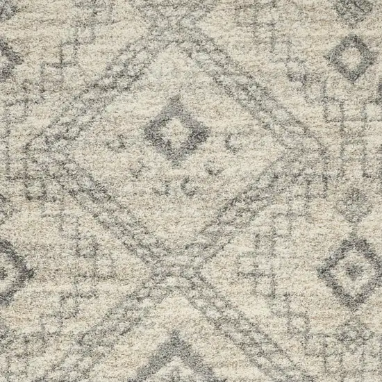 Ivory And Gray Geometric Shag Non Skid Area Rug Photo 3
