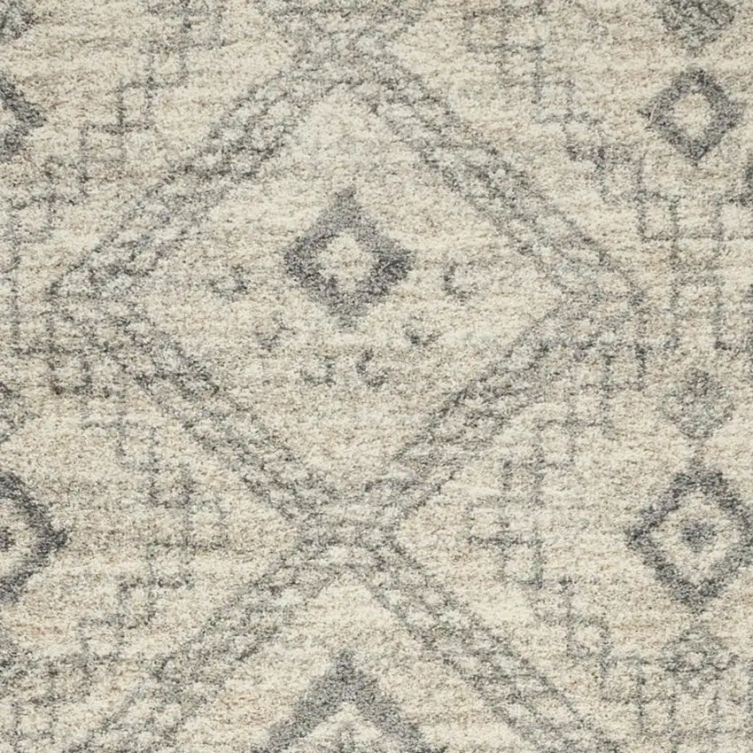 Ivory And Gray Geometric Shag Non Skid Area Rug Photo 3