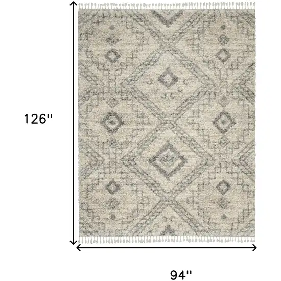 Ivory And Gray Geometric Shag Non Skid Area Rug Photo 3