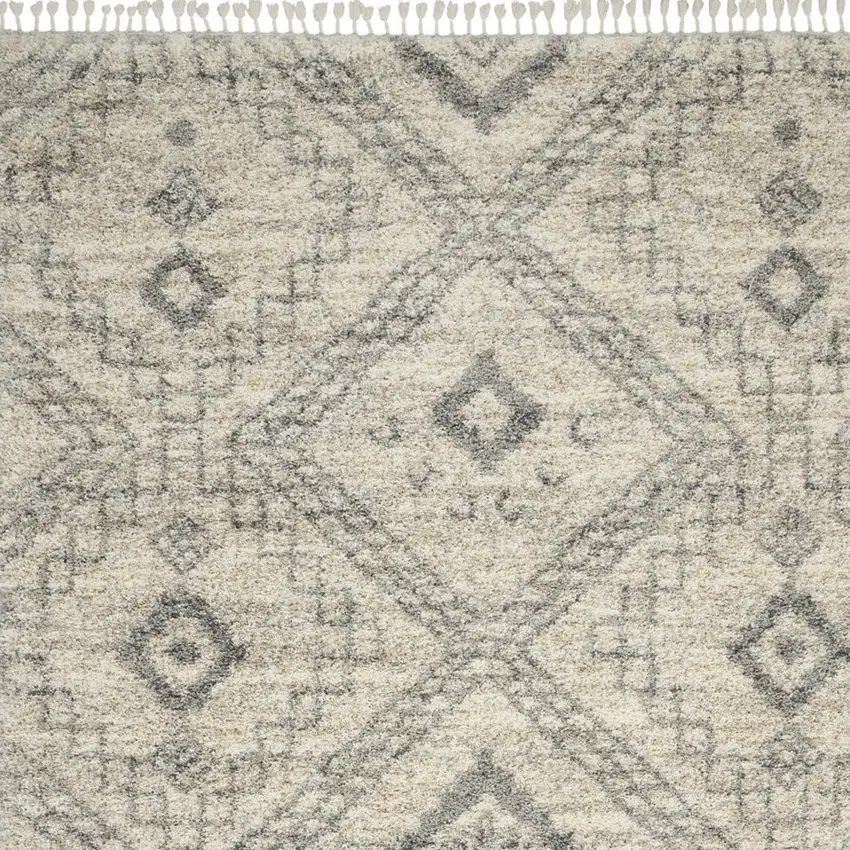 Ivory And Gray Geometric Shag Non Skid Area Rug Photo 8