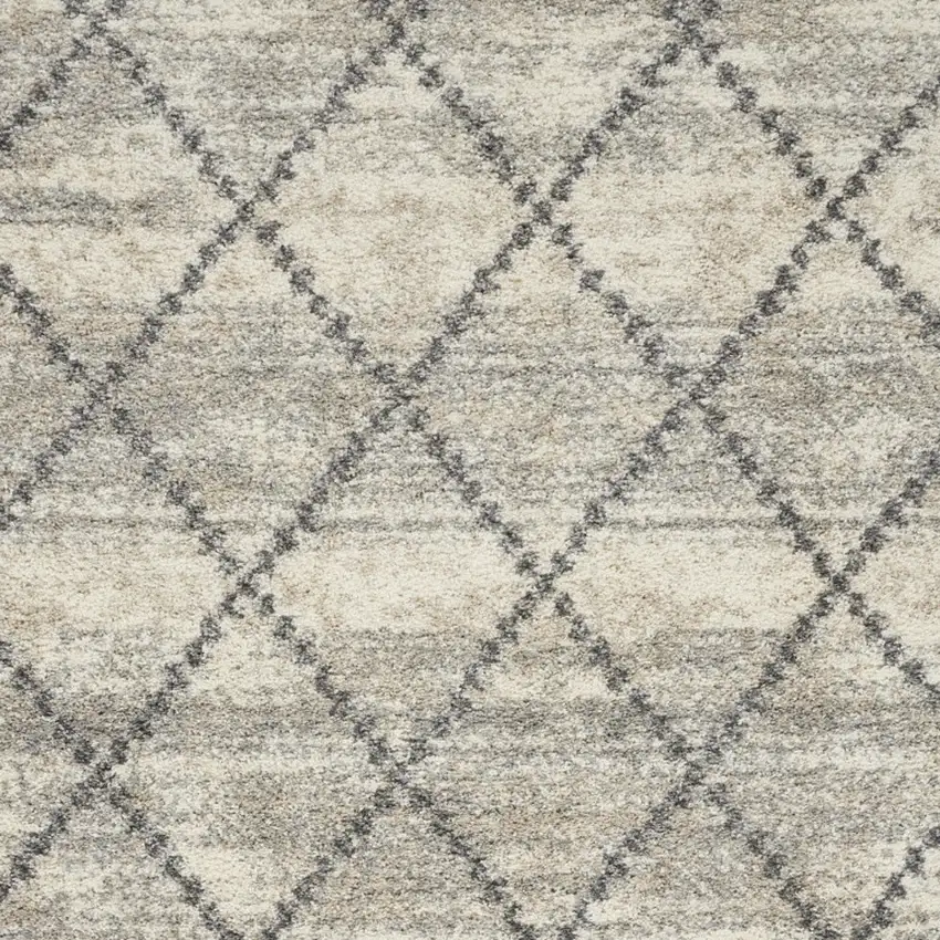 Ivory And Gray Geometric Shag Non Skid Area Rug Photo 8