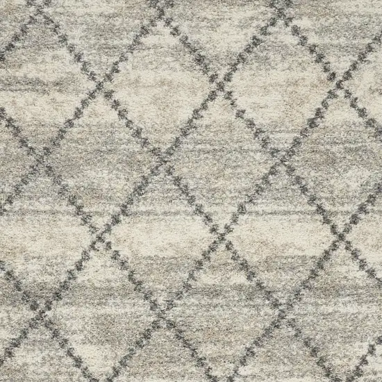 Ivory And Gray Geometric Shag Non Skid Area Rug Photo 8