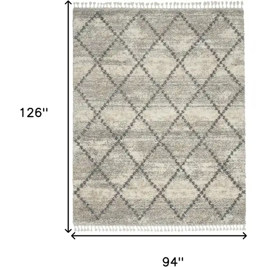 Ivory And Gray Geometric Shag Non Skid Area Rug Photo 3