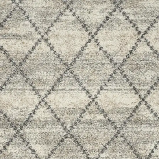 Ivory And Gray Geometric Shag Non Skid Area Rug Photo 3