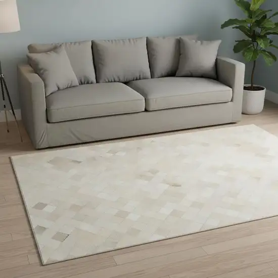 Ivory And Gray Geometric Washable Area Rug With UV Protection Photo 1