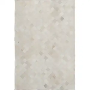 Photo of Ivory And Gray Geometric Washable Area Rug With UV Protection