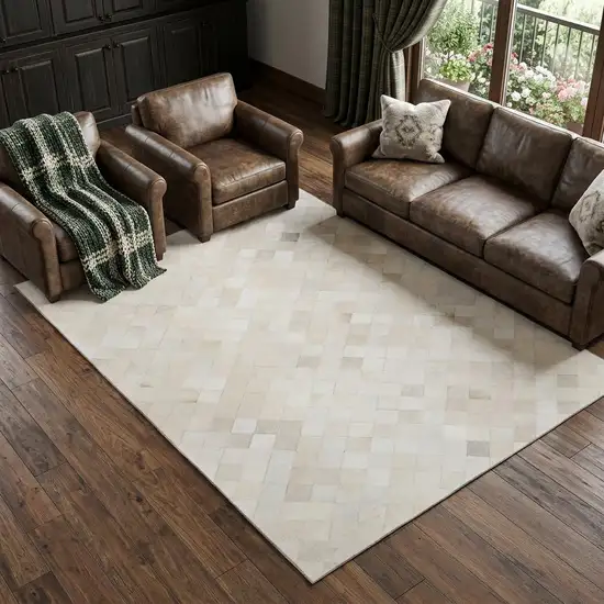 Ivory And Gray Patchwork Washable Area Rug With UV Protection Photo 1