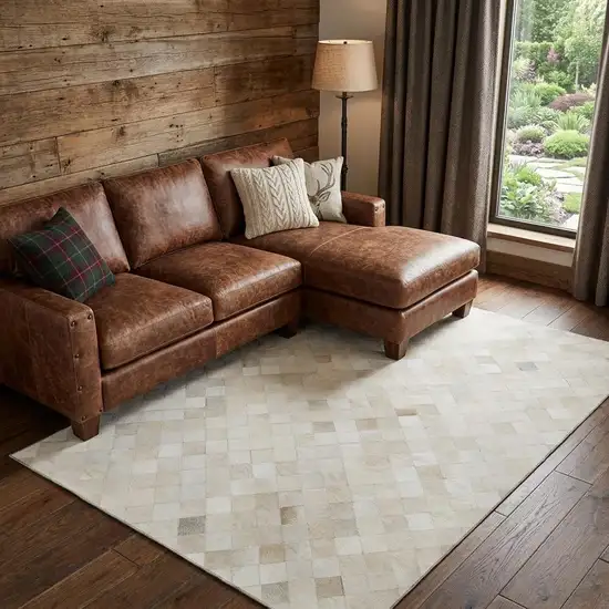 Ivory And Gray Diamond Washable Area Rug With UV Protection Photo 1