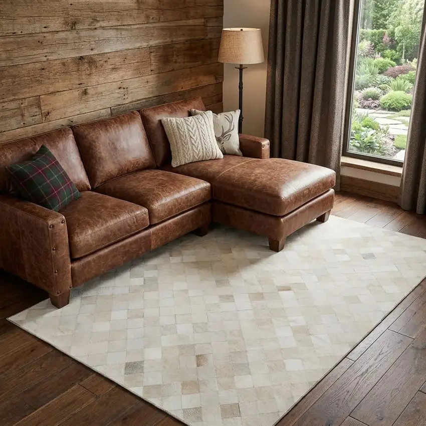 Ivory And Gray Diamond Washable Area Rug With UV Protection Photo 1