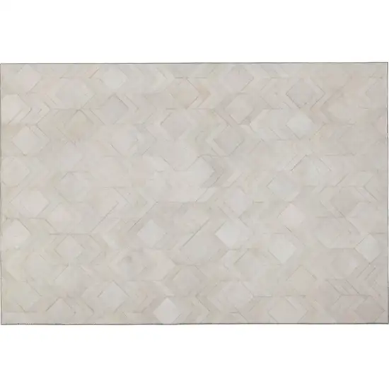 Gray And Ivory Geometric Washable Area Rug With UV Protection Photo 2