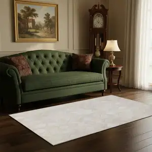 Photo of Ivory And Gray Geometric Washable Area Rug With UV Protection