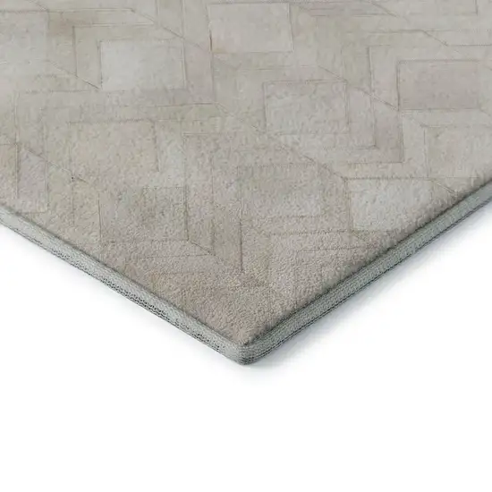Ivory And Gray Geometric Washable Area Rug With UV Protection Photo 4