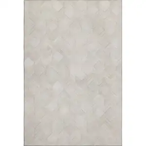 Photo of Ivory And Gray Geometric Washable Area Rug With UV Protection